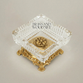 Rococo Crystal & Brass Ashtray on Ornate Scrollwork Base — Gold