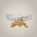 Rococo Crystal & Brass Ashtray with Pierced Scrollwork Footed Base — Gold