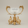 Rococo Crystal & Brass Centerpiece Bowl - Acanthus Leaf Sculpted Stand — Gold