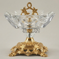 Rococo Crystal & Brass ashtray with Pierced Scrollwork Base — Gold