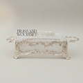Rococo Crystal & Brass Tissue Box Holder with Scrolled Acanthus Frame — Silver