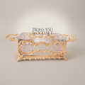 Rococo Crystal & Brass Tissue Box - Openwork Scrolled Frame with Cut-Glass Panels — Gold