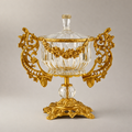 Rococo Crystal Lidded Urn Bonbonniere with Pierced Brass Handles — Gold