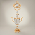 Rococo Crystal Urn Stand Clock with Acanthus Brass Frame & Faceted Crystal Body — Gold