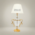 Rococo Crystal Urn Table Lamp with Brass Scroll Handles — Gold
