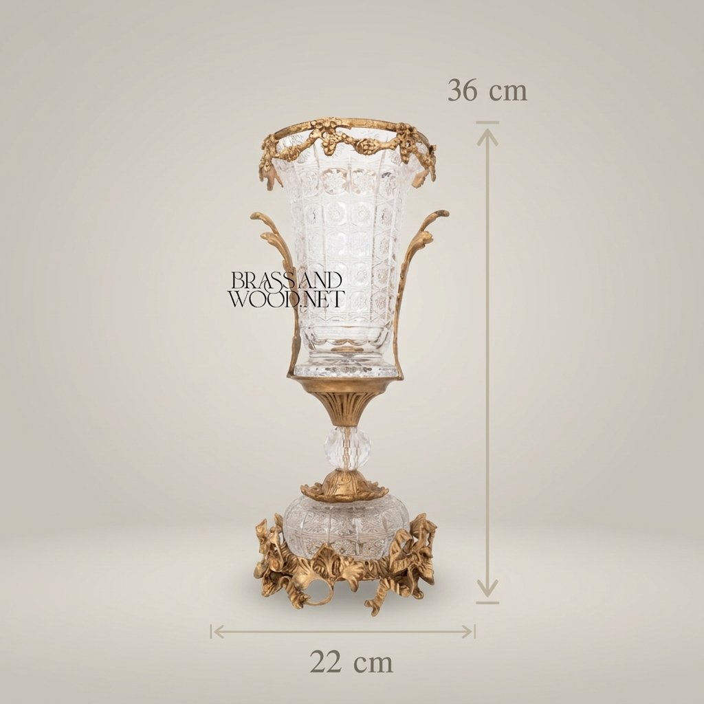 Rococo Crystal Urn Vase with Ormolu Mounts and Flared Trumpet Bowl — Antique Gold