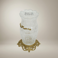 Rococo Cut-Crystal Vase with Ornate Brass Band & Pierced Base — Gold
