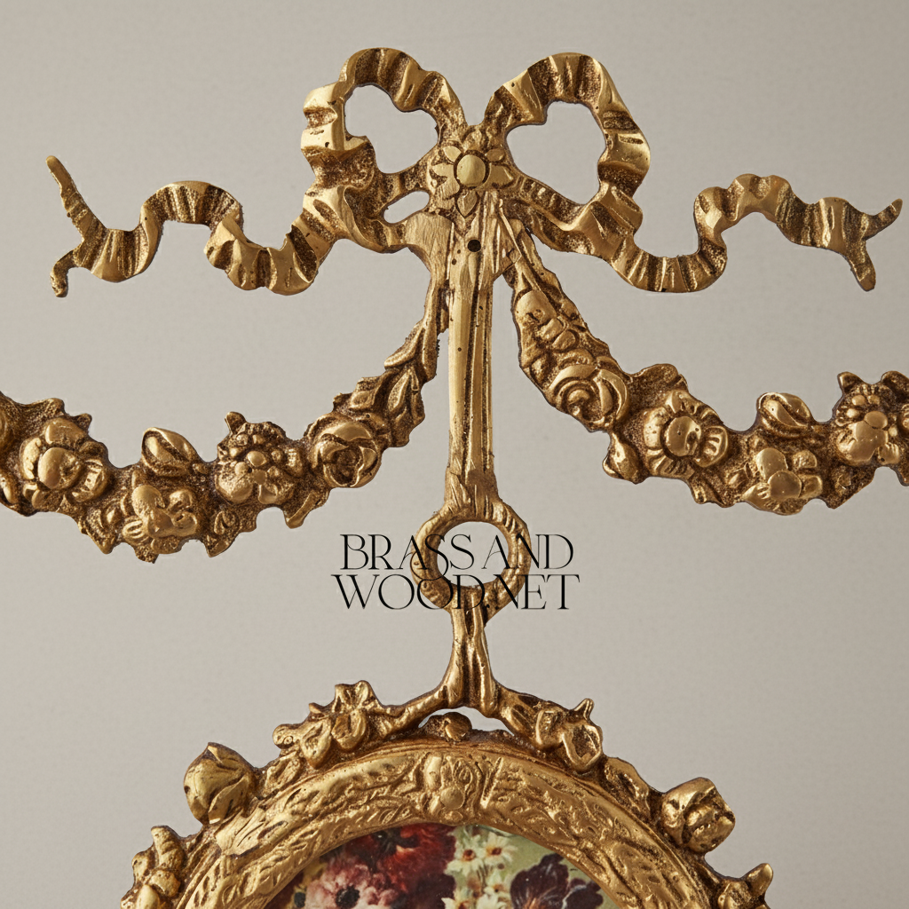 Rococo Double Medallion Hanging Wall Décor with Floral Prints & Bow Garland