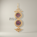 Rococo Double Round Wall Plate Set with Pineapple & Floral Crown Finials — Gold