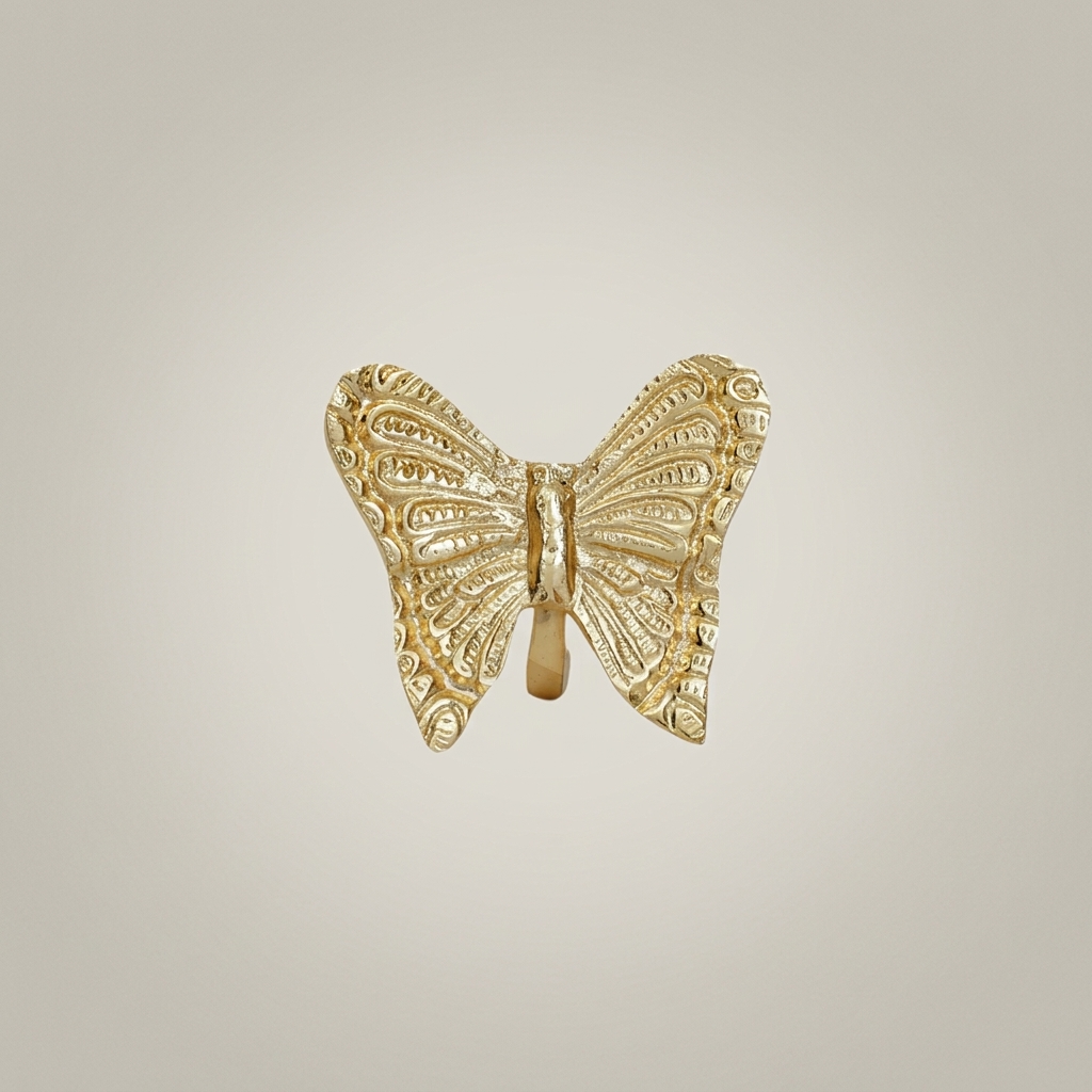 Rococo Embossed Brass Butterfly Decorative Figurine - Intricate Wing Relief