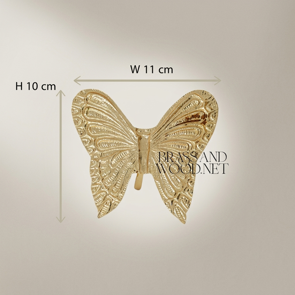 Rococo Embossed Brass Butterfly Decorative Figurine - Intricate Wing Relief
