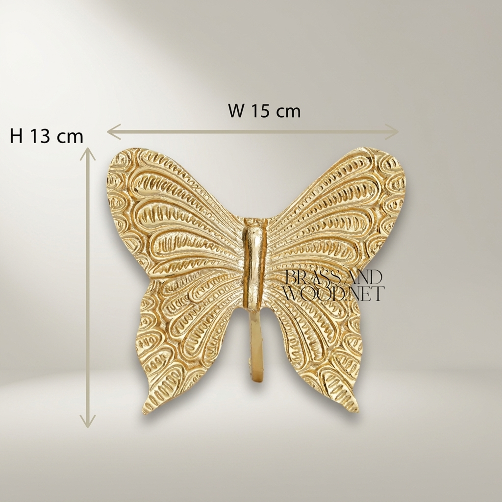 Rococo Embossed Brass Butterfly Decorative Figurine - Intricate Wing Relief
