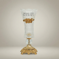 Rococo Engraved Crystal Trumpet Vase with Gilt-Brass Acanthus Collar & Ornate Cast Base — Gold