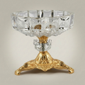 Rococo Faceted Crystal Ashtray on Scrolled Brass Tripod Pedestal — Gold