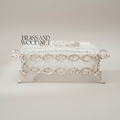 Rococo Filigree Metal & Crystal Tissue Box - Oval Wreath Lid — Silver