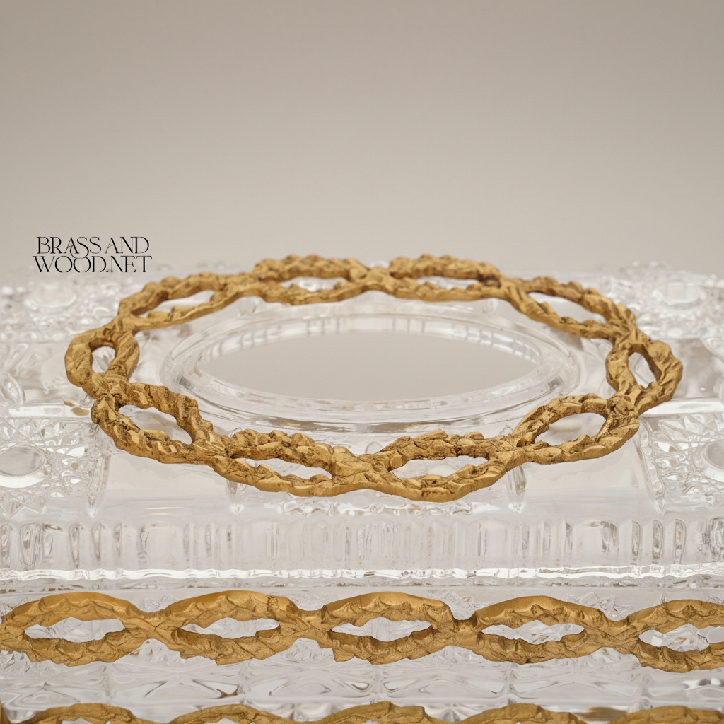 Rococo Filigree Metal & Crystal Tissue Box - Oval Wreath Lid — Antique Gold