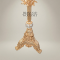 Rococo Hand-Carved Floor Lamp with Ornate Tripod Base & Hand-Painted Ceramic Urn — Gold