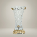 Rococo Crystal Glass Vase with Engraved Floral Relief and Ornate Brass Acanthus Base — Gold