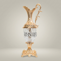 Rococo Crystal & Brass Ewer Vase - Hand-Chased Floral Neck with Cut-Crystal Body — Gold