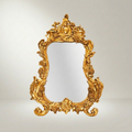 Rococo Hand-Carved Mirror with Acanthus Crown & Floral Rocaille Frame — Gold