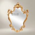 Rococo Hand-Carved Wall Mirror with Acanthus Crown & Scroll Frame — Gold