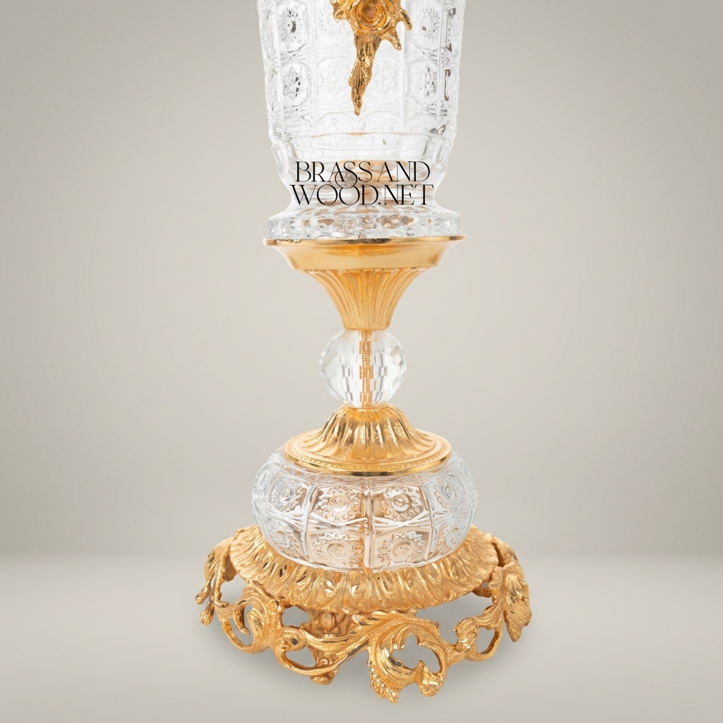 Rococo Crystal Chalice Vase with Ormolu Floral Swag Mounts on Sculpted Base
