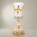 Rococo Crystal Chalice Vase with Ormolu Floral Swag Mounts on Sculpted Base — Gold