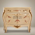 Louis XV Rococo Bombe Commode – Ivory Lacquer & Hand-Painted Roses