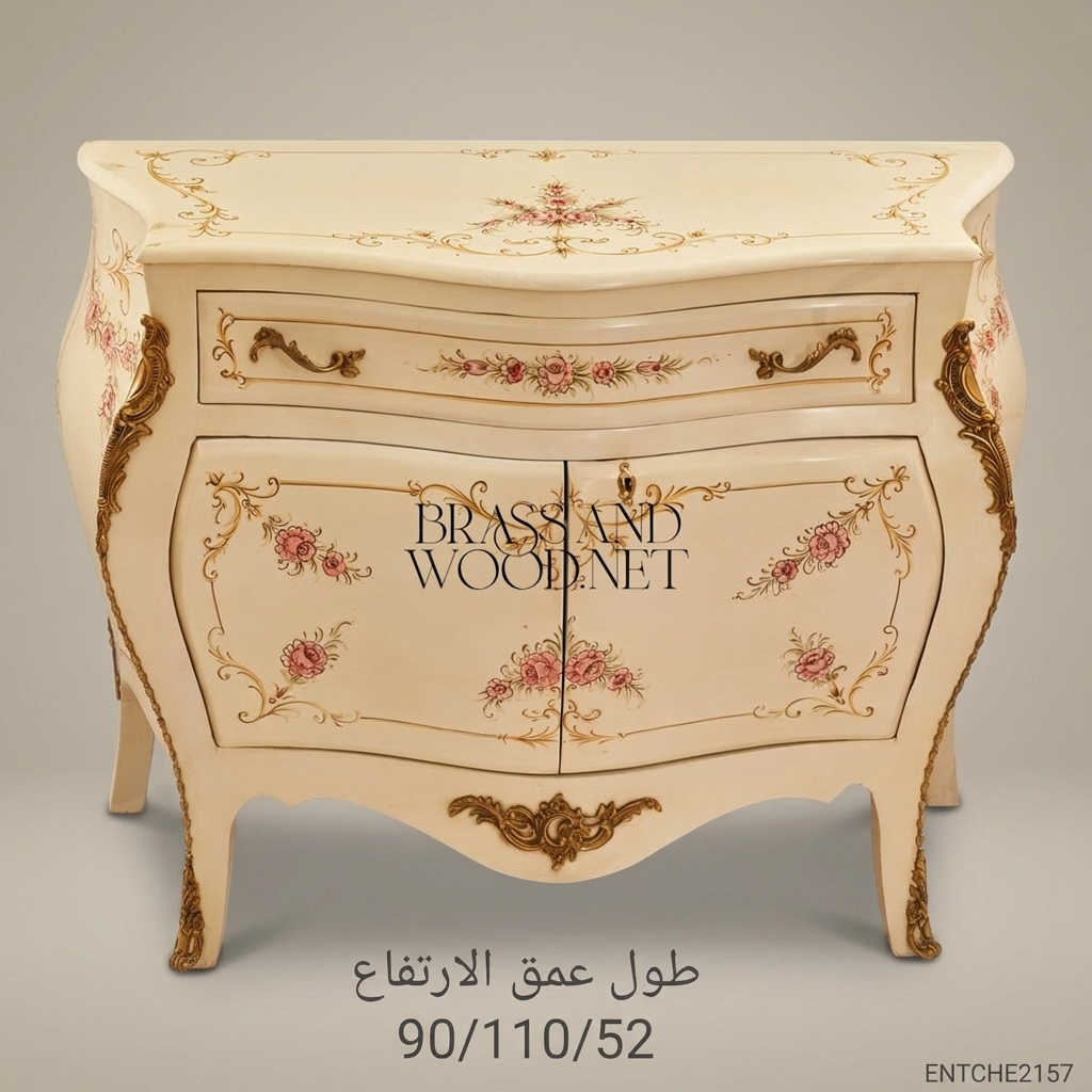 Louis XV Rococo Bombe Commode – Ivory Lacquer & Hand-Painted Roses