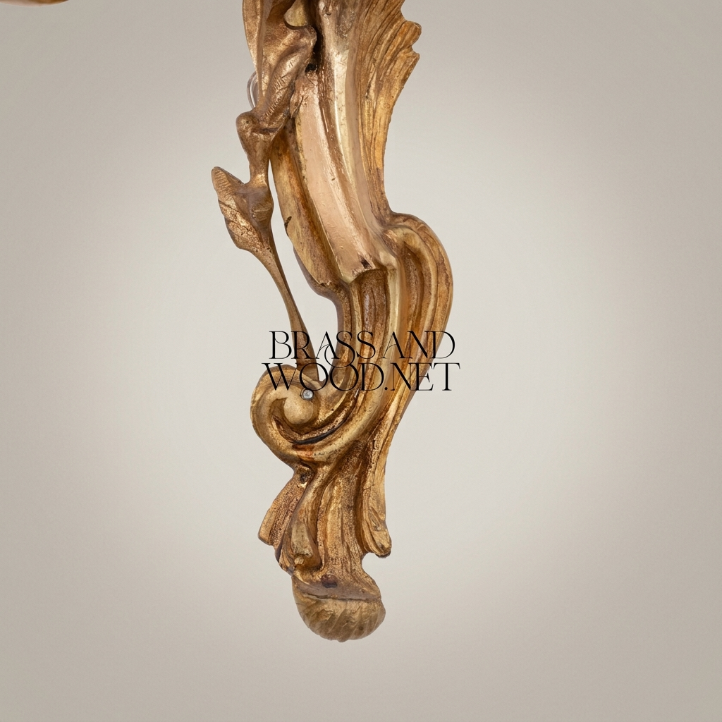 Rococo Louis XV Five-Arm Brass Wall Sconce with Acanthus Scrollwork — Antique Gold