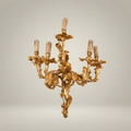 Rococo Louis XV Five-Arm Brass Wall Sconce with Acanthus Scrollwork — Gold