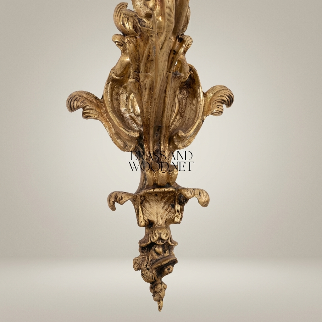 Rococo Louis XV Five-Arm Cast Brass Wall Sconce with Acanthus Scroll Branches — Antique Gold