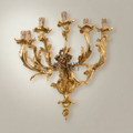 Rococo Louis XV Five-Arm Cast Brass Wall Sconce with Acanthus Scroll Branches — Gold
