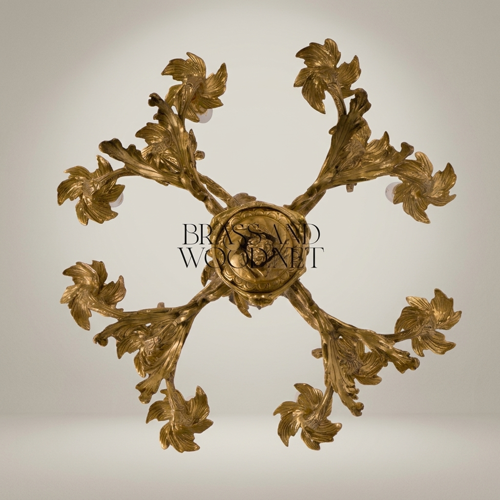 Rococo Louis XV Hand-Cast Brass Chandelier – 10-Arm Acanthus Scroll Candelabra — Antique Gold