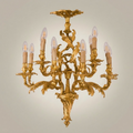 Rococo Louis XV Hand-Cast Brass Chandelier – 10-Arm Acanthus Scroll Candelabra — Gold