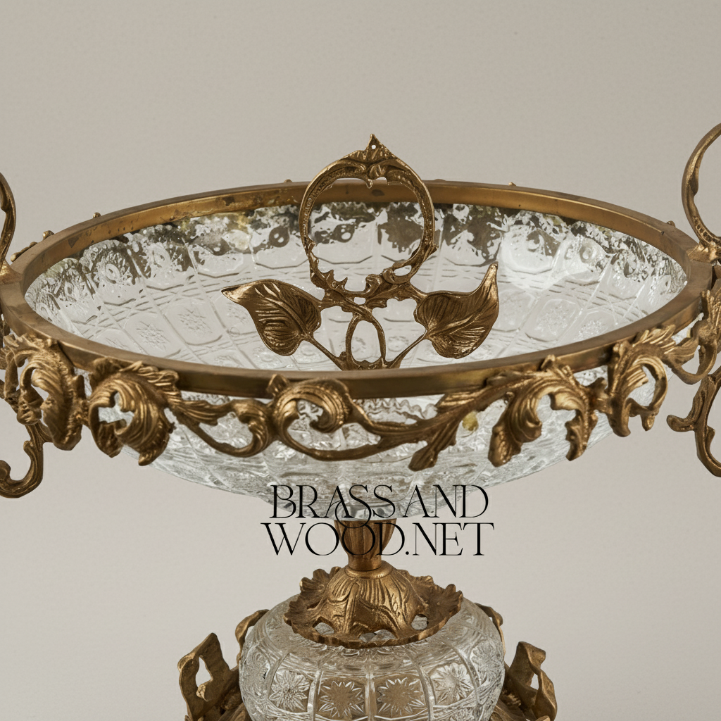 Rococo Ormolu-Mounted Cut Crystal Garniture Set — Acanthus Scroll Centrepiece & Vase Pair — Antique Gold