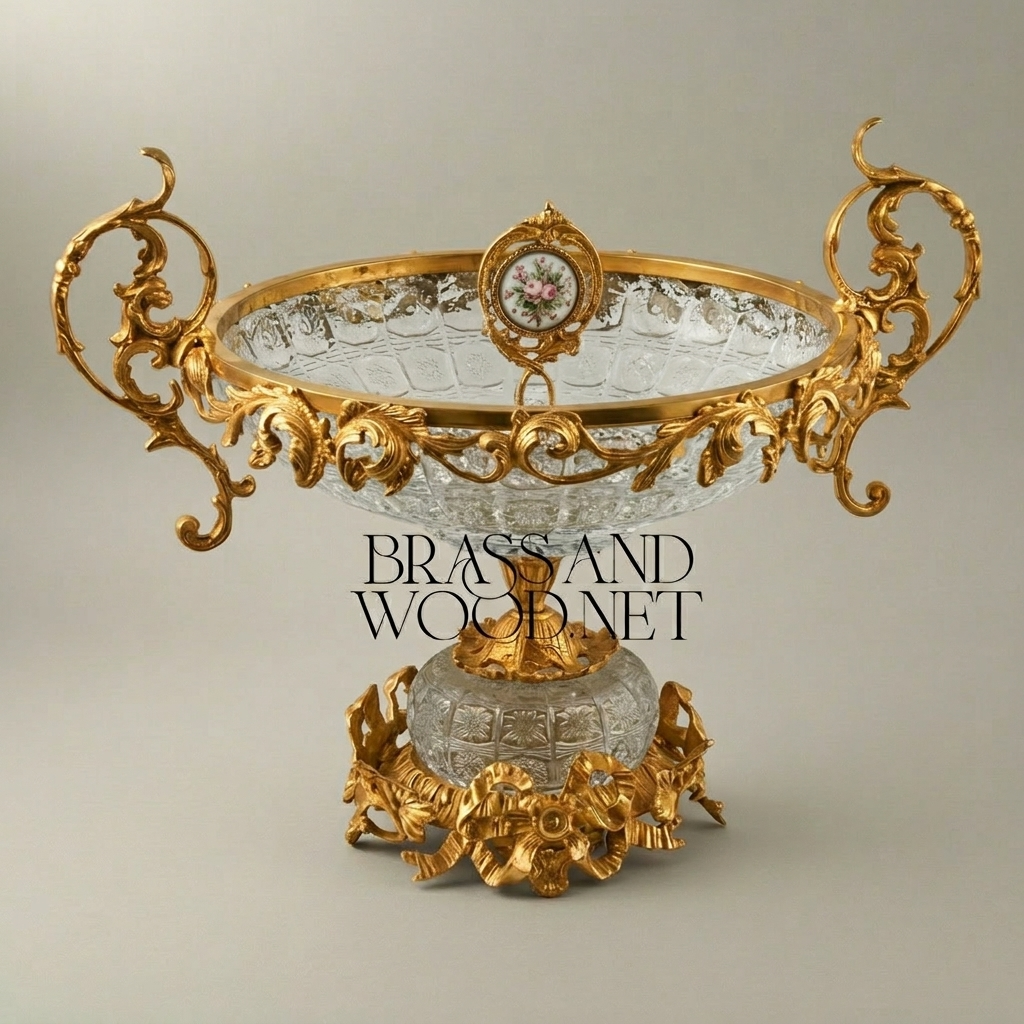 Rococo Ormolu-Mounted Cut Crystal Garniture Set — Acanthus Scroll Centrepiece & Vase Pair