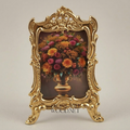 Rococo Ornate Metal Photo Frame with Cabriole Feet & Pierced Crown — Gold