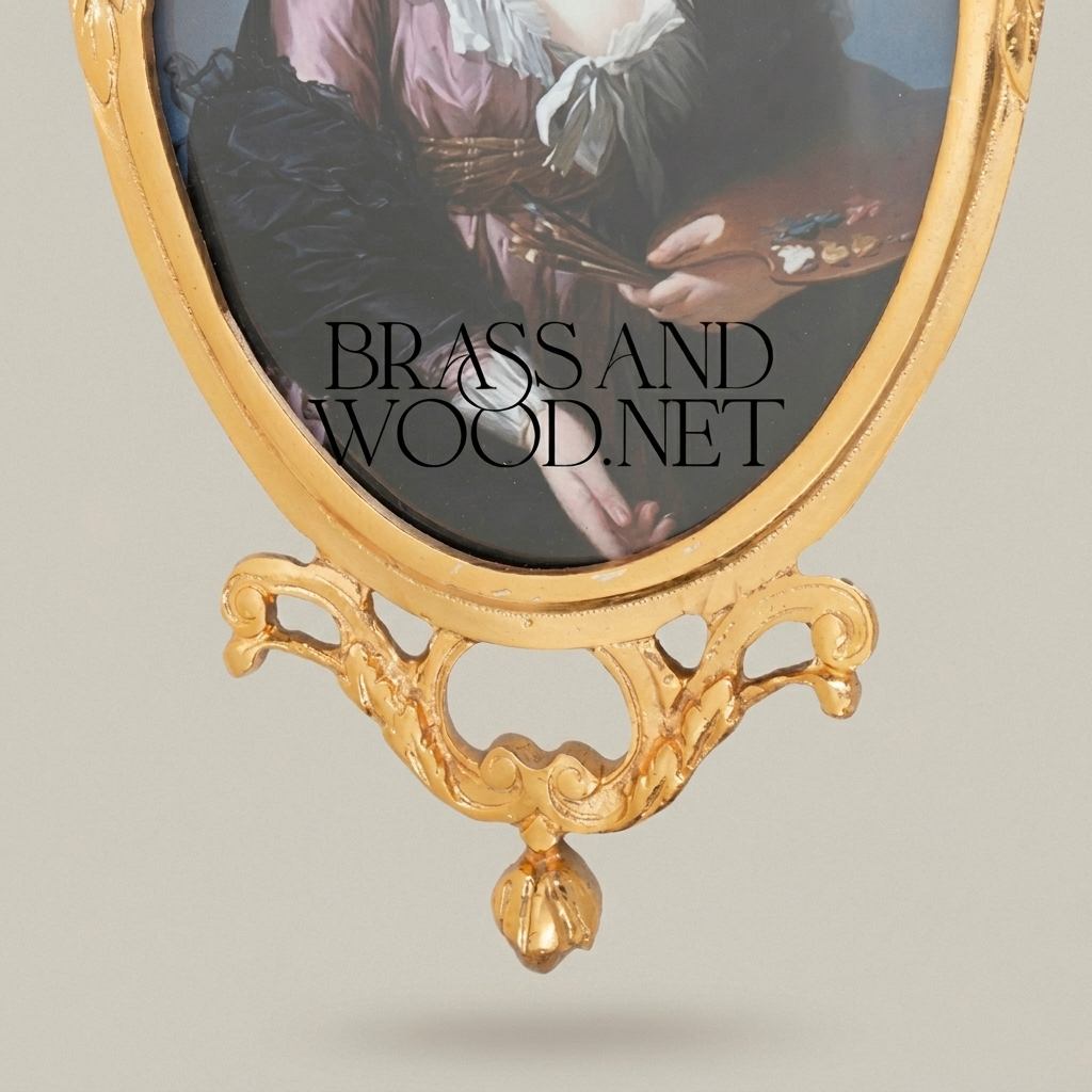 Rococo Oval Brass Photo Frame with Acanthus Crown & Scroll Base