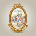 Rococo Oval Brass Picture Frame with Bow Crest & Swag Garland — Gold