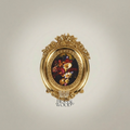 Rococo Oval Decorative Plate with Floral Print & Ornate Brass Easel Frame — Gold