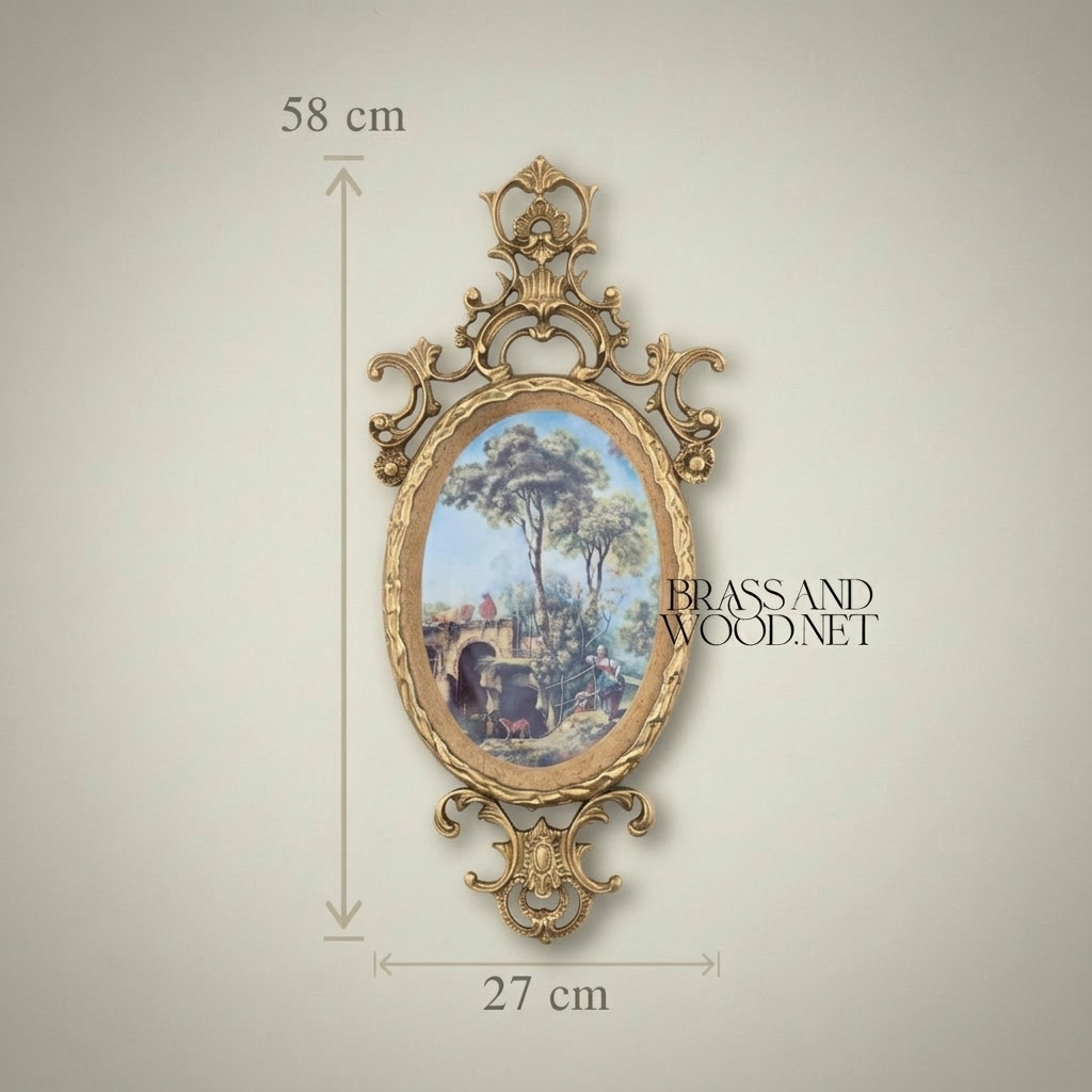 Rococo Oval Pastoral Scene Decorative Wall Plate - Scrollwork Frame