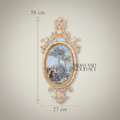 Rococo Oval Pastoral Scene Decorative Wall Plate - Scrollwork Frame — Gold