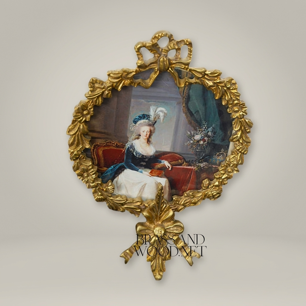 Rococo Oval Portrait Frame with Laurel Wreath & Ribbon Bow Crest