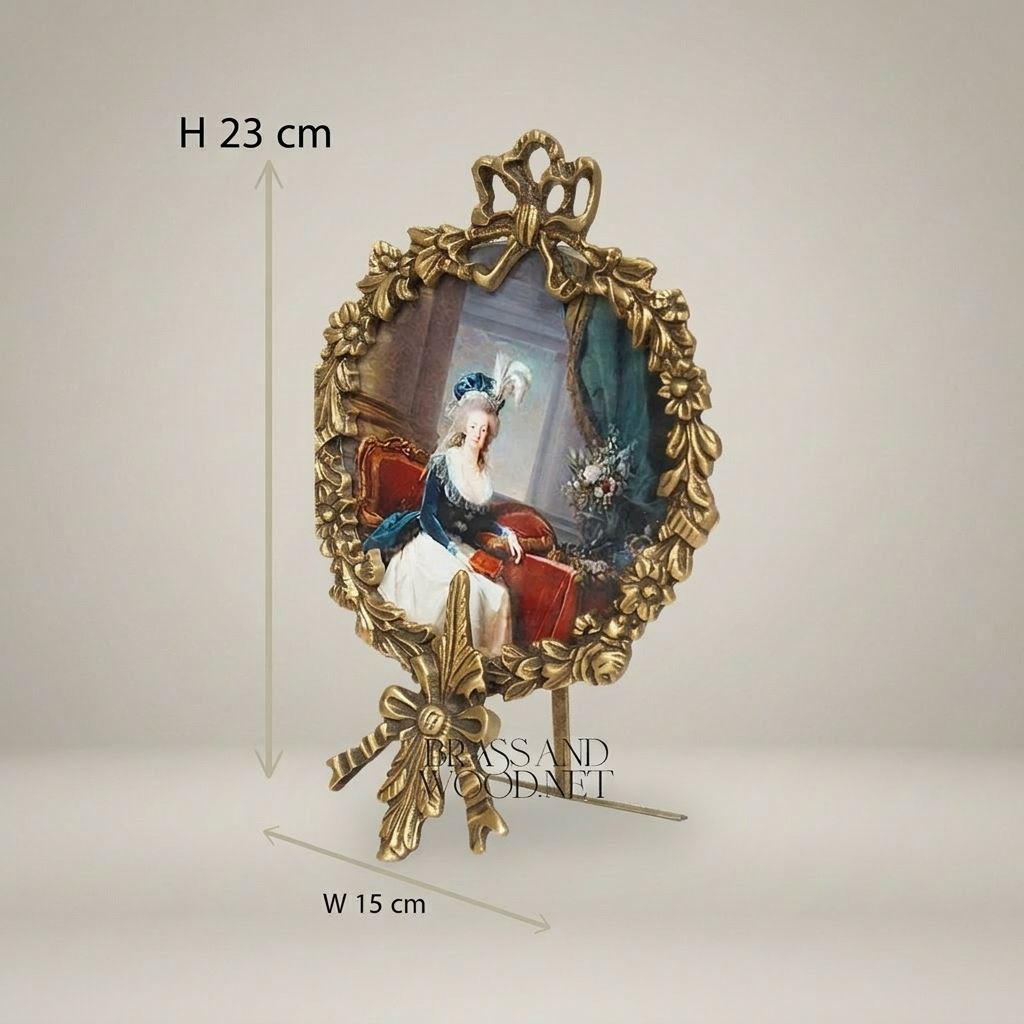 Rococo Oval Portrait Frame with Laurel Wreath & Ribbon Bow Crest — Antique Gold