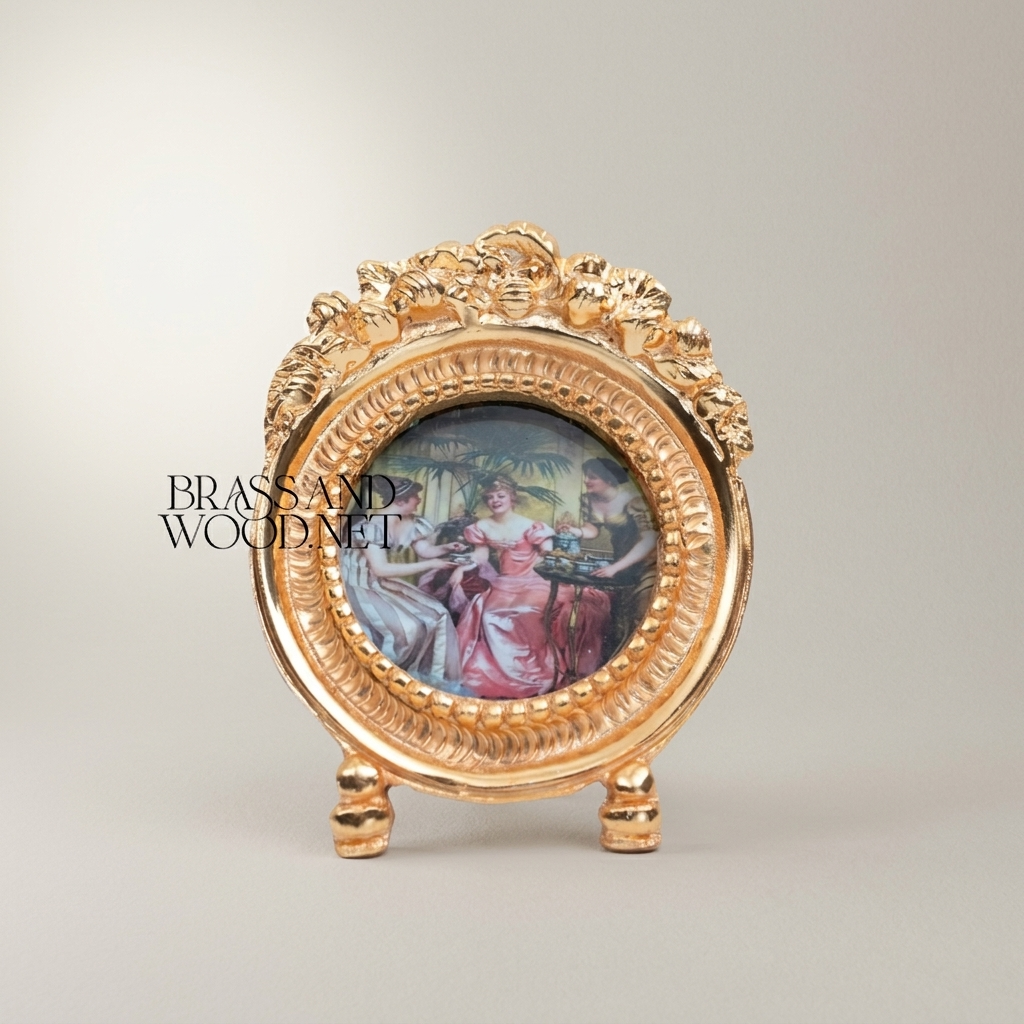 Rococo Oval & Round Miniature Portrait Frames Set of 3 with Easel Stands