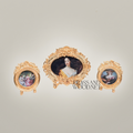 Rococo Oval & Round Miniature Portrait Frames Set of 3 with Easel Stands — Gold