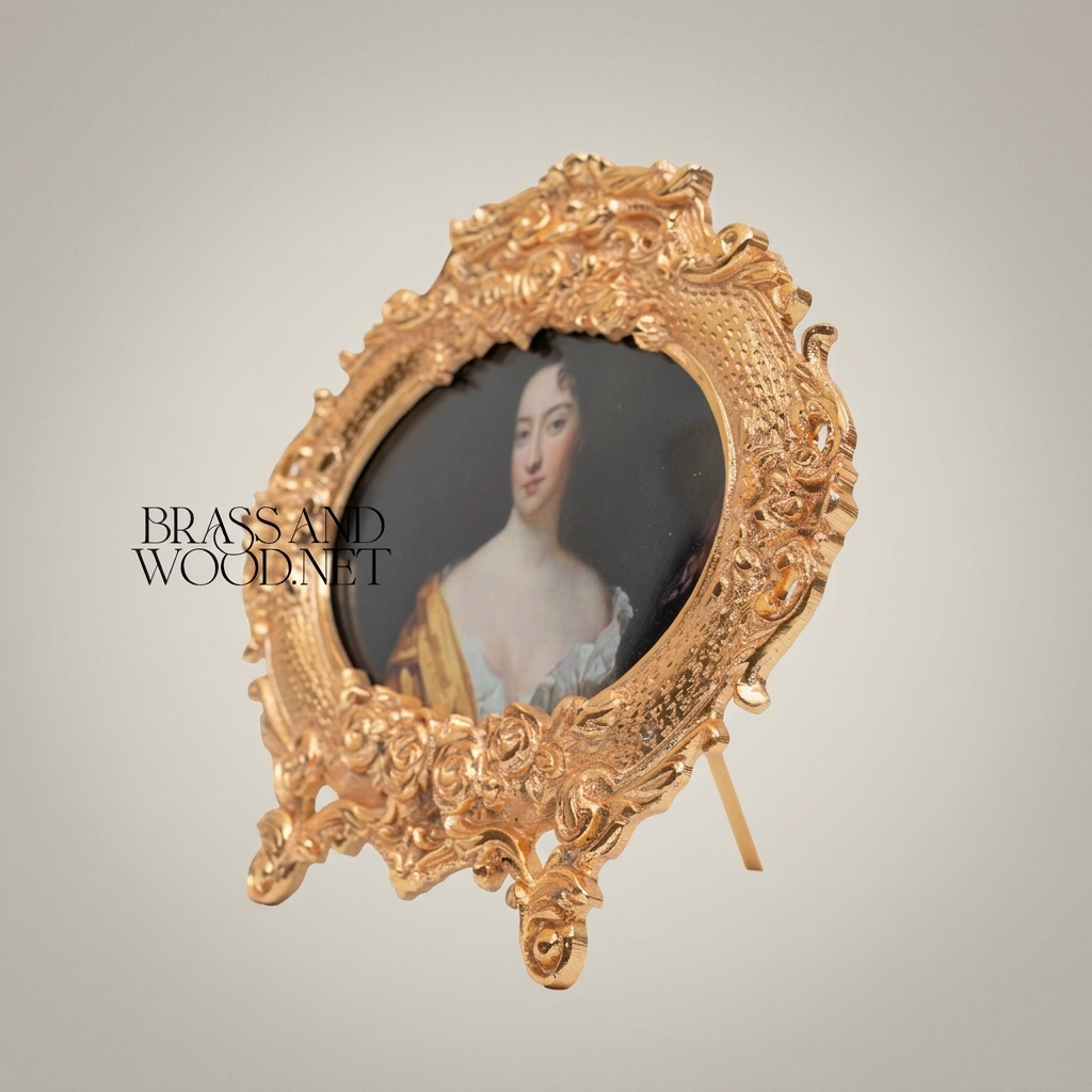 Rococo Oval & Round Miniature Portrait Frames Set of 3 with Easel Stands