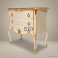 Louis XV Ivory & Gold Leaf Three-Drawer Commode with Glass Top
