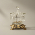 Rococo Ribbed Glass Bonbonniere with Ornate Brass Base — Antique Gold
